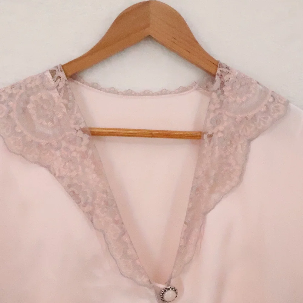 Colesce Couture Vintage 90s Lingerie Set Womens Size L Pink Lace Satin Romantic - Picture 11 of 16